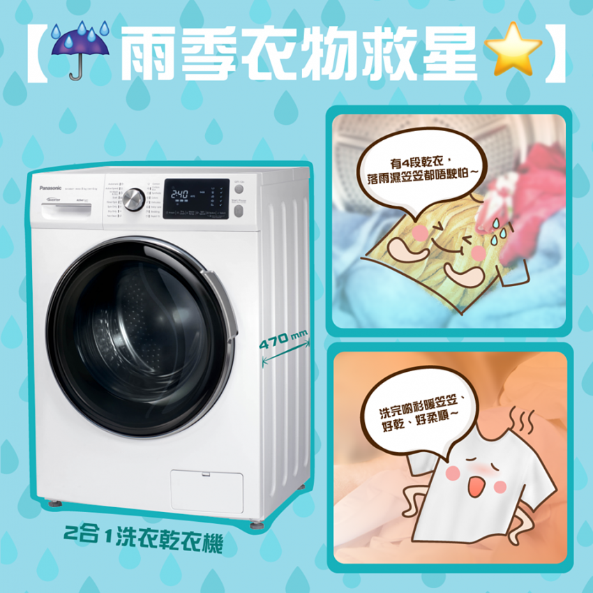 Panasonic 樂聲 NA-S086F1 2合1洗衣乾衣機 (8公斤洗衣, 6公斤乾衣)